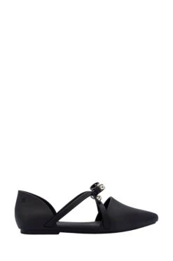 Melissa Pointy Stripe Black Bow Matt Shoes