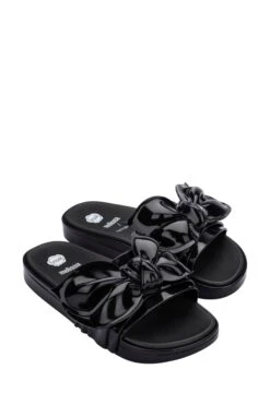 Melissa Viktor And Rolf Black Beach Knot Slides -Deals Shoe Glam Store 357964s3
