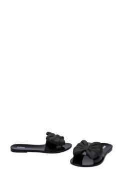 Melissa Black Oversized 3D Bow Slides -Deals Shoe Glam Store C69306s3