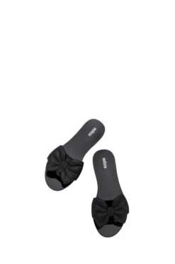 Melissa Black Oversized 3D Bow Slides -Deals Shoe Glam Store C69306s5