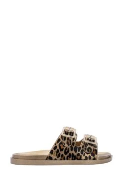 Melissa Gold Double Buckle Strap Printed Sandals